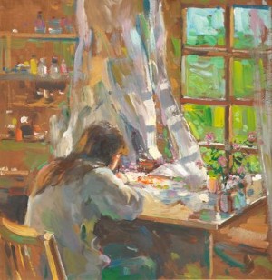 Etude, Artist's Wife By The Window by Alexander KREMER