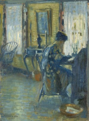 Woman At A Desk by John Hubbard RICH - auction artwork with signature