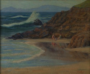 Coastal With Figures by Virgil Otto HAFEN - auction artwork with signature