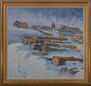 Logging In Vermont by H. Boylston DUMMER - auction artwork with signature