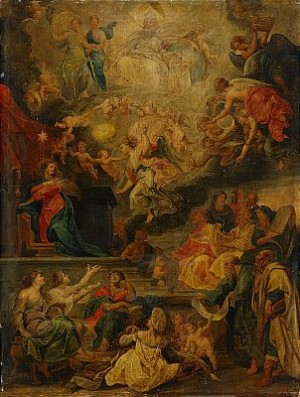 Sk Skola, Hans Efterföljare, Omkring 1700 Allegorisk Framställning Av Inkarnationens Uppfyllande Av Alla Profetior by Peter Paul RUBENS