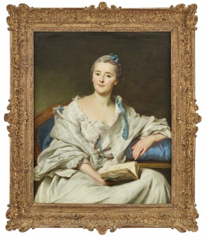 Porträtt Av Marie-françoise Julie Constance Filleul, Marquise De Marigny Sittande Med En öppen Bok I Höger Hand by Alexander ROSLIN
