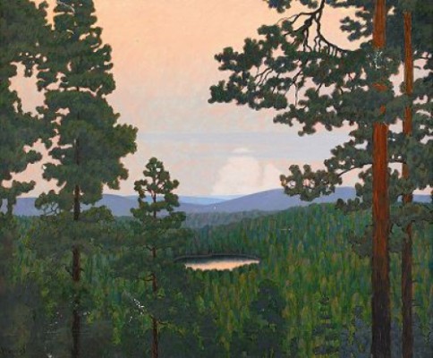 Aftonstämning över Värmländskt Landskap by Hilding WERNER