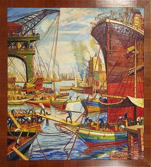 Hamnscen by Osvaldo IMPERIALE - auction artwork with signature