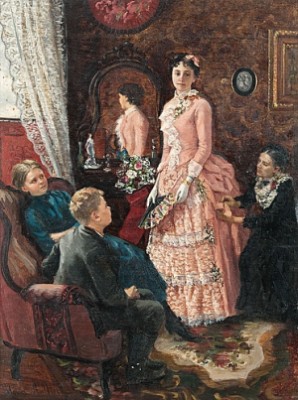 Lady In A Pink Dress by Nina AHLSTEDT - auction artwork with signature