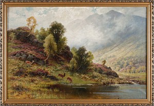 Bergslandskap Med Hjortdjur by Charles STUART - auction artwork with signature