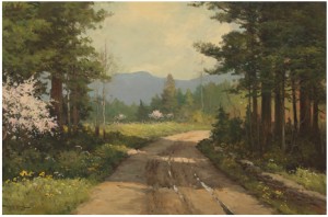 Country Road With The Grand Tetons In The Distance by Robert William WOOD