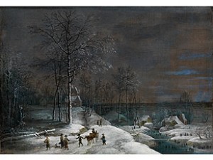 Winterlandschaft Mit Verschneiter Wassermühle Und Figurenstaffage by Lucas Van UDEN