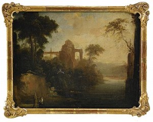 Pastoralt Landskap Med Figurer Och Ruiner by Pierre Antoine PATEL