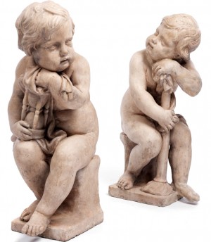 Paar Puttenfiguren In Terrakotta by Mathieu De TOMBAY - auction artwork with signature