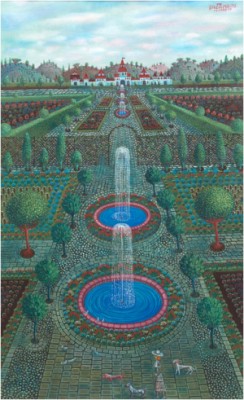 Castle And Formal Gardens by Tamas GALAMBOS - auction artwork with signature