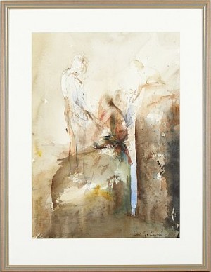Människor På Sten by Lars Eje LARSSON - auction artwork with signature