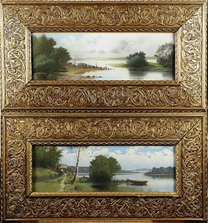 (2) Insjölandskap by C. HALLDÉN - auction artwork with signature