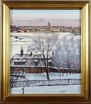 Riddarfjärden Utsikt Från Skinnarviksberget by Tage Rudolf AHLM - auction artwork with signature