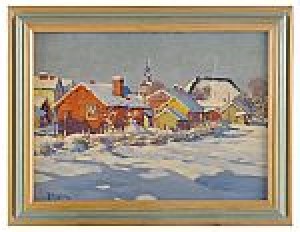 Village In Snow by Ohannès ALHAZIAN - auction artwork with signature