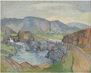 Vy över Tingvellir, Island by Jón STEFANSSON - auction artwork with signature