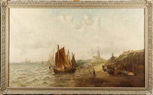 Kust Med Fartyg by George Augustus FREEZOR