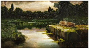 Blick über Einen Teich Mit Antiken Ruinensteinen by Enrique SERRA Y AUQUÉ