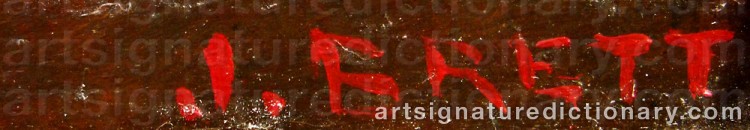 Authentic signature by John BRETT on  artwork
