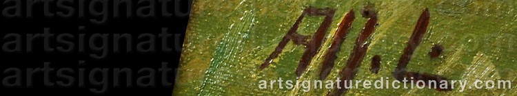 Authentic signature by Alfred Valdemar LARSEN on  artwork