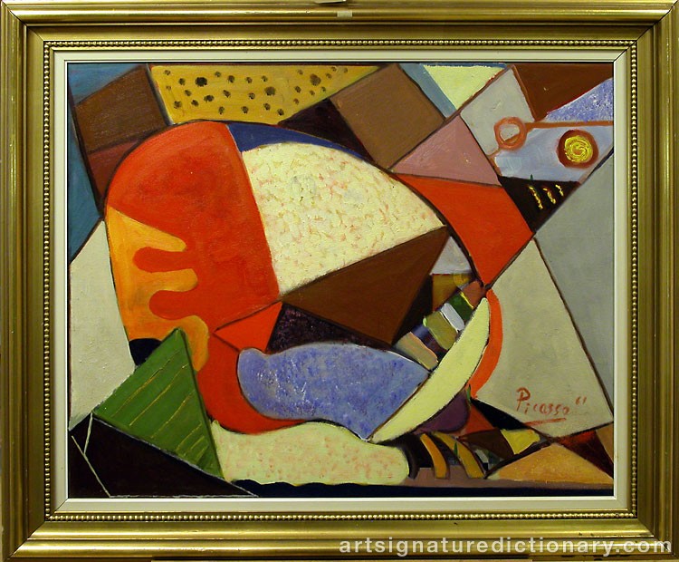 Close-up details showing Pablo PICASSO signature forgery characteristics