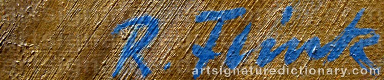 Authentic signature by Rudolf FLINK on artwork