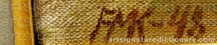 Authentic signature by Frans Michael KEMPE on  artwork