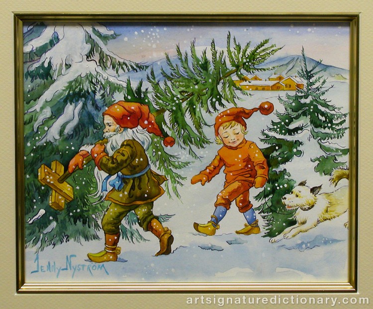 Close-up details showing Jenny NYSTRÖM signature forgery characteristics