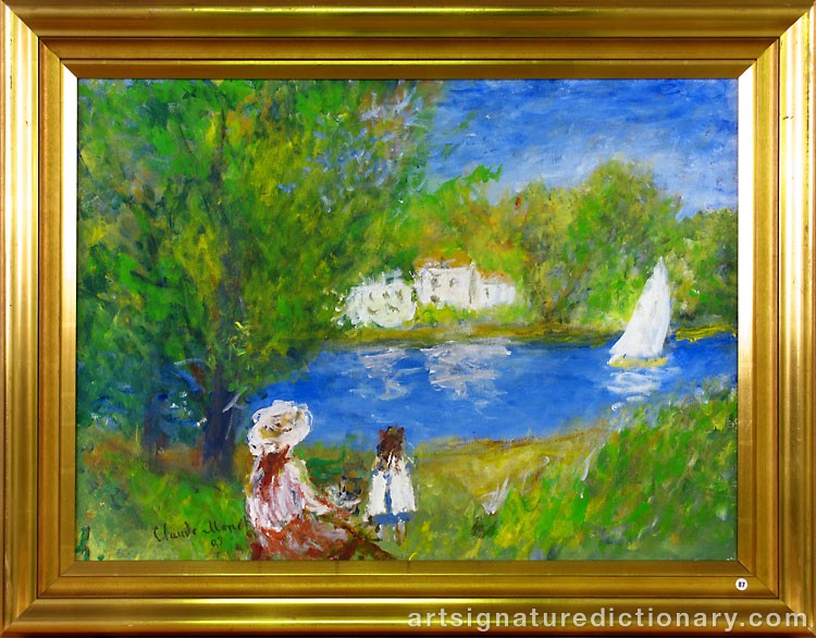 Close-up details showing Claude MONET signature forgery characteristics