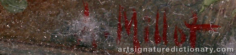Authentic signature by Adolphe Philippe MILLOT on  artwork