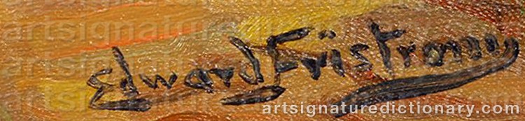 Authentic signature by Edward FRISTROM on Painting/Watercolour artwork