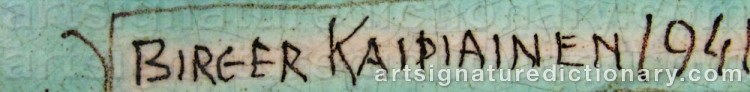 Authentic signature by Birger KAIPIAINEN on artwork