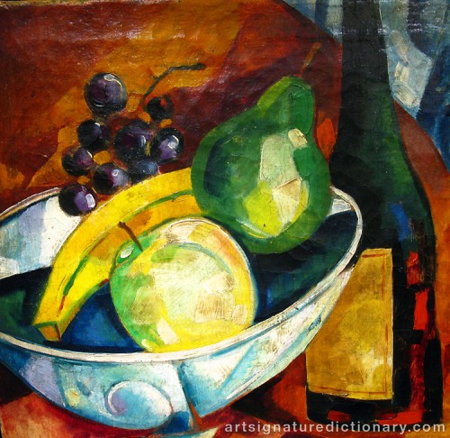 Close-up details showing Ivan Albertovich ‘Jean Pougny’ PUNI signature forgery characteristics