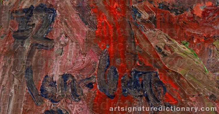 Authentic signature by David LAN-BAR on Painting/Watercolour artwork