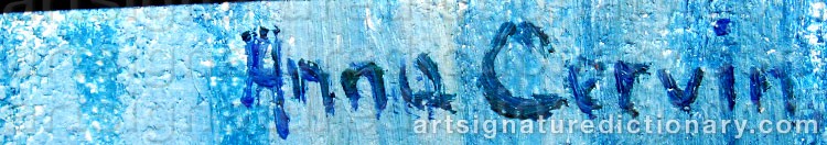 Authentic signature by Anna CERVIN on  artwork