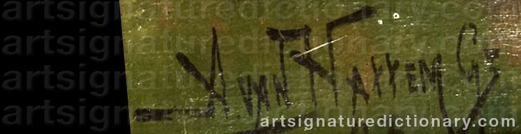 Authentic signature by Arie Van HATTEM on  artwork
