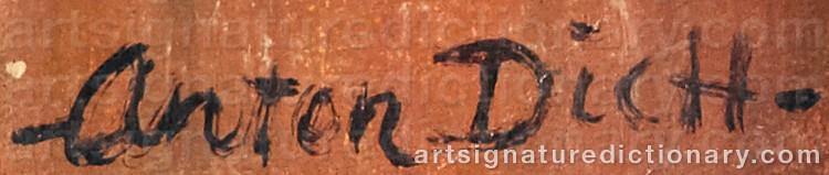 Authentic signature by Anton DICH on Painting/Watercolour artwork
