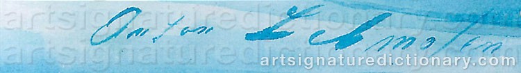 Authentic signature by Anton LEHMDEN on  artwork