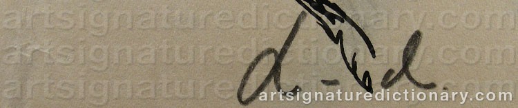 Authentic signature by Olof LINDEBLAD on  artwork