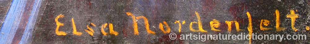 Authentic signature by Elsa NORDENFELT on  artwork
