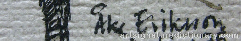 Authentic signature by Åke ERIKSSON on artwork