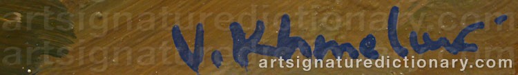 Authentic signature by Vasyl KHMELUK on artwork