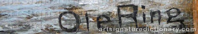 Authentic signature by Ole RING on Painting/Watercolour artwork