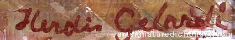 Authentic signature by Herdis GELARDI on  artwork