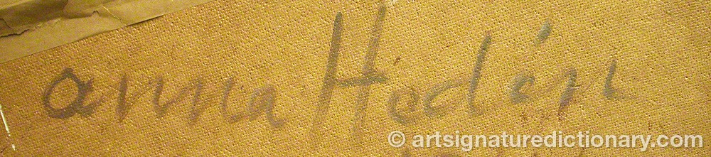 Authentic signature by Anna HEDÉN on  artwork