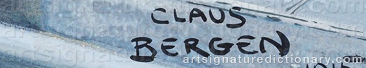 Authentic signature by Claus BERGEN on  artwork