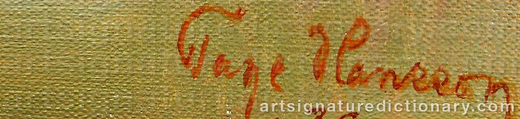 Authentic signature by Tage HANSSON on  artwork