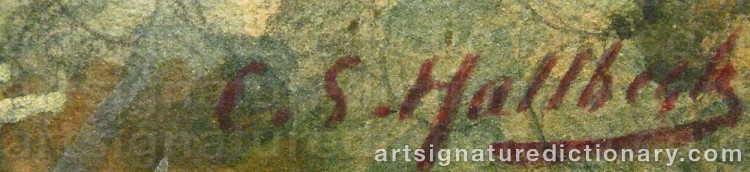 Authentic signature by Carl Svante HALLBECK on artwork