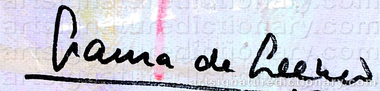 Authentic signature by Laura DELEEUW on  artwork