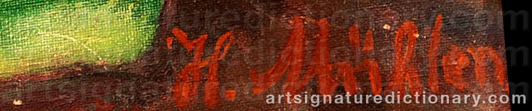 Authentic signature by Hermann MÜHLEN on  artwork